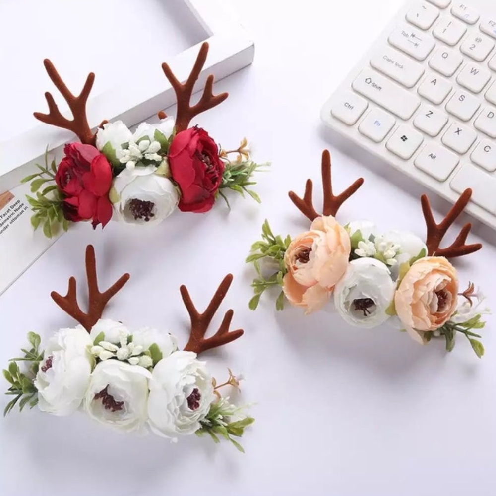 New Little Rabbit Wears Baby Girl Holideer Christmas Floral Headband / Bow